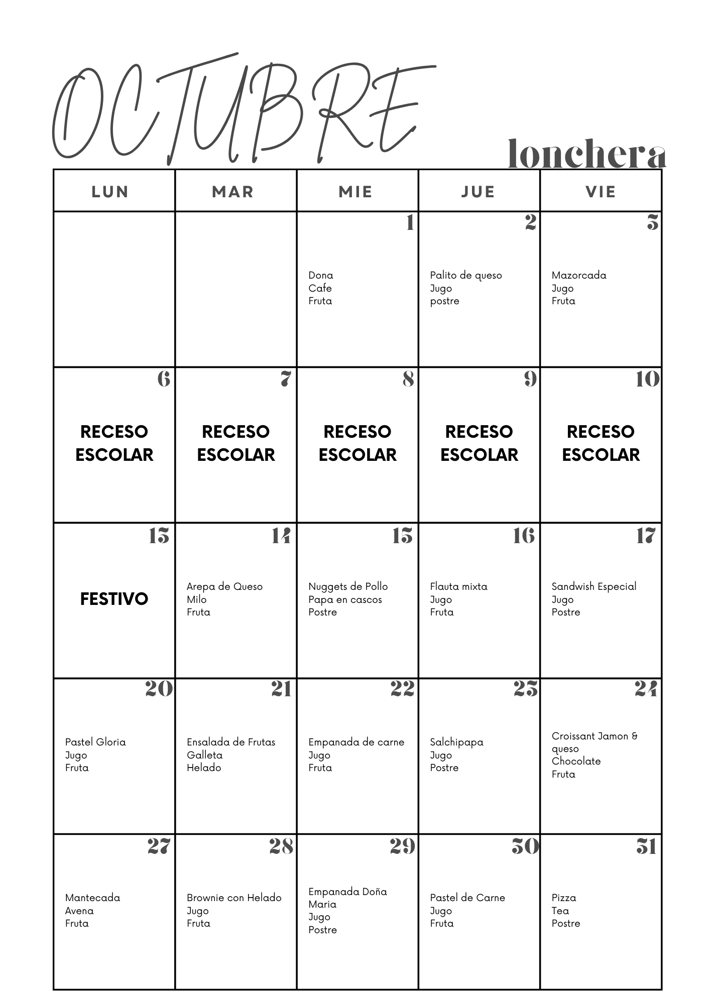 menu del mes